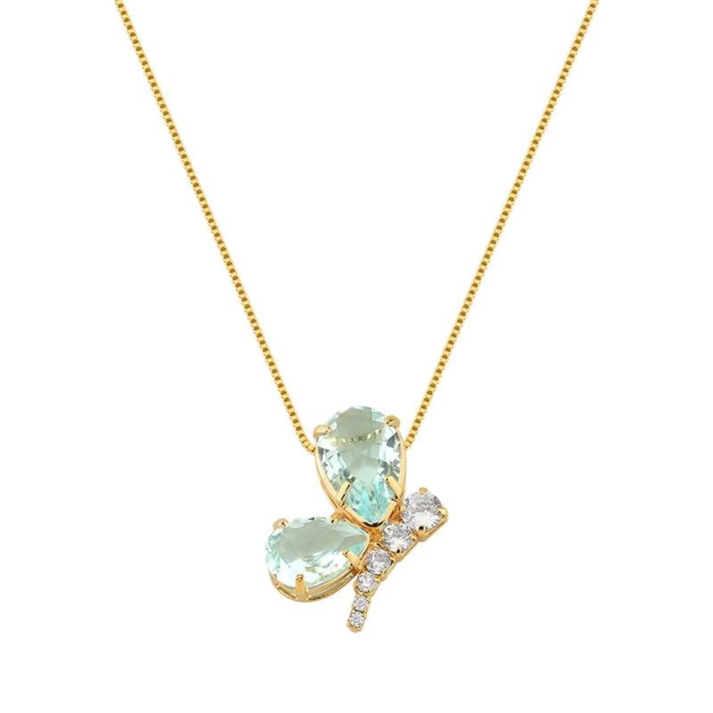 Acqua Blue Butterfly Necklace - Picture 2 of 2